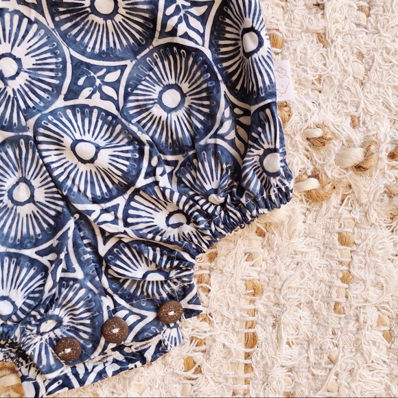 CLOUD COTTON Navy White shibori tie dye print cotton romper size 00 summer baby - Picture 3 of 6